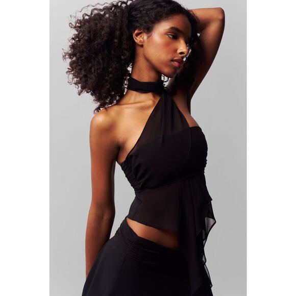 Guizio Chiffon Wrap Around Top Black - M - Picture 4 of 7